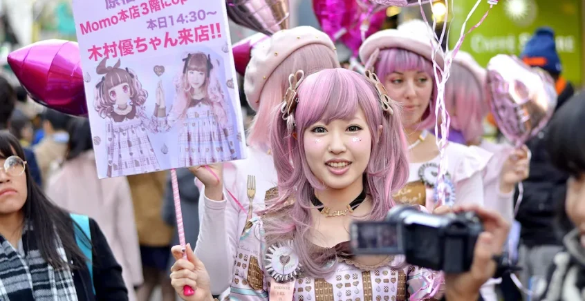 Harajuku au Japon pendant une manifestation.